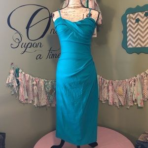 MUXXN Boutique turquoise dress ruched size 6